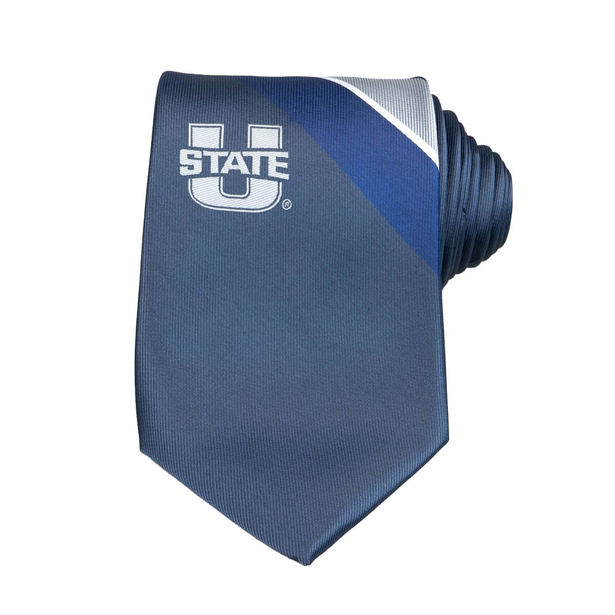 U-State grid stripe pattern navy neck tie